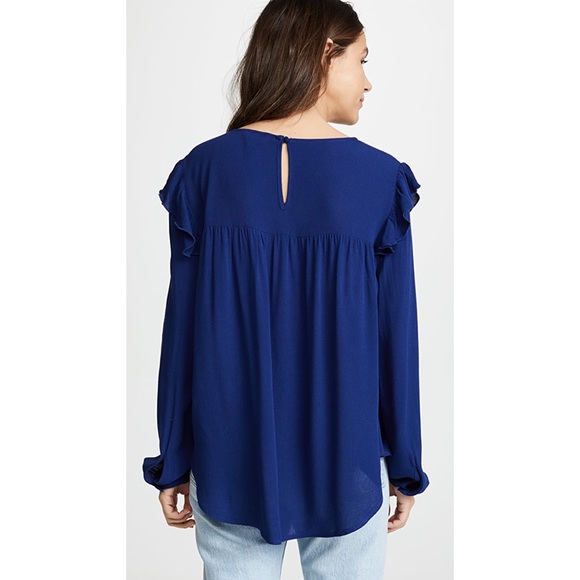 Jack by BB Dakota Revolve Blue Hi-Low Ruffle Top - Picture 2 of 9